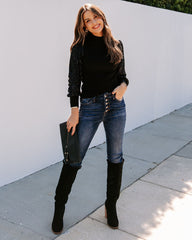 From A Dream Sequin Mock Neck Knit Top - Black Ins Street