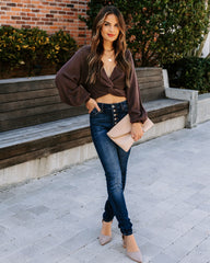Katia Twist Front Crop Sweater - Dark Mocha - FINAL SALE Ins Street