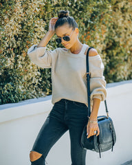 Malia Cold Shoulder Knit Sweater - Sand Ins Street