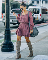 Ayla Smocked Ruffle Mini Dress - Dark Mauve - FINAL SALE InsStreet