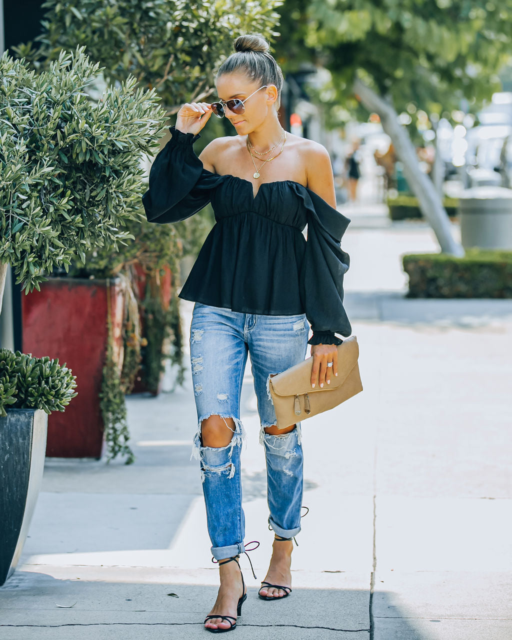Rocha Off The Shoulder Babydoll Top Ins Street