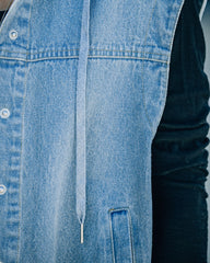 Romee Pocketed Hooded Denim Vest Ins Street