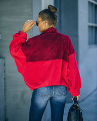 Nava Pocketed Colorblock Zip Up Jacket - Wine Ins Street