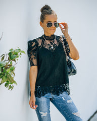 Songwriter Scalloped Lace Blouse - Black Ins Street