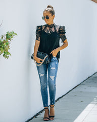 Songwriter Scalloped Lace Blouse - Black Ins Street