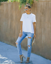 Mallory High Low Peplum Tee - White Ins Street