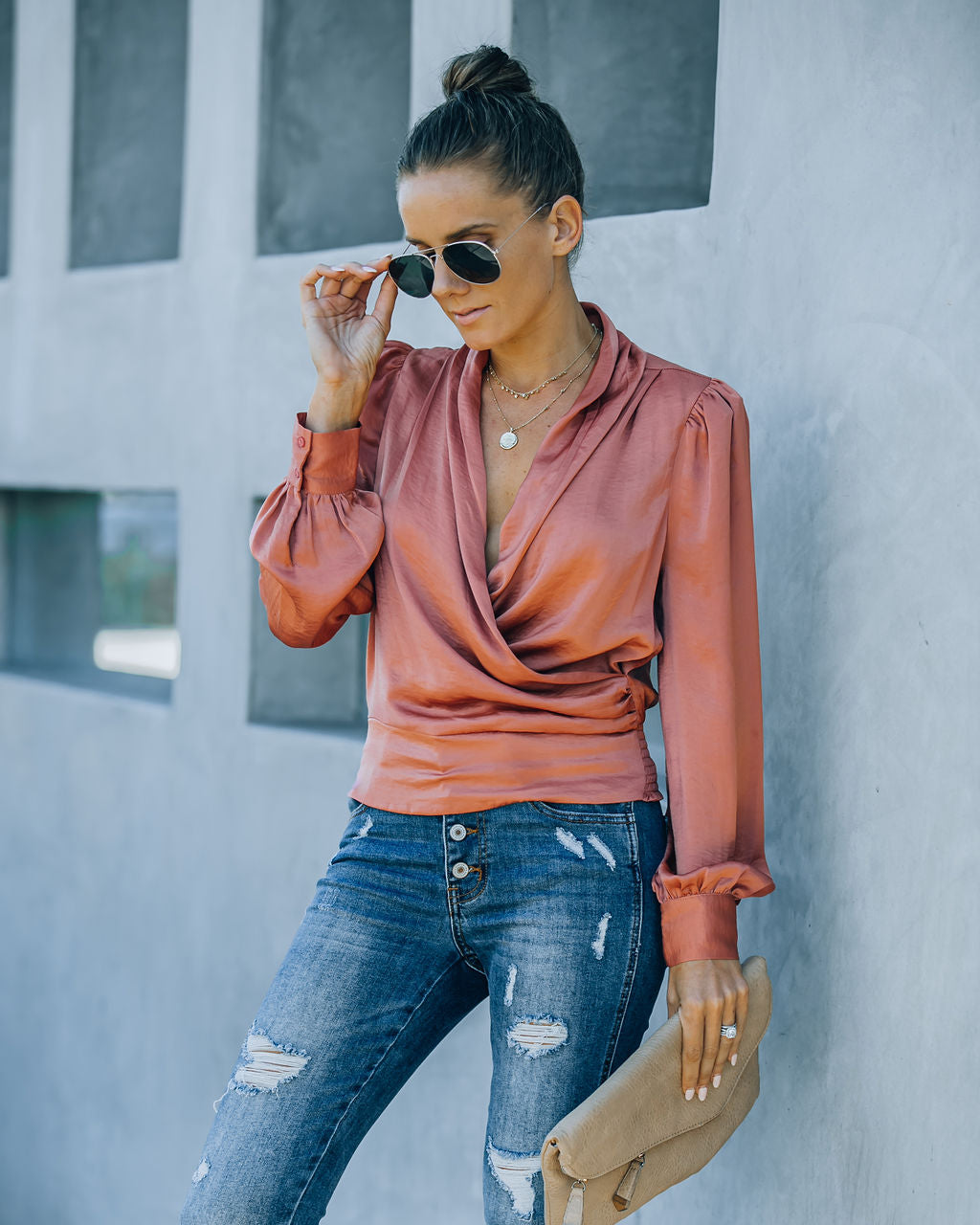 Exceptional Drape Blouse - Rust Ins Street
