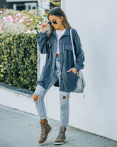 Brock Pocketed Fleece Button Down Shacket - Slate Grey - FINAL SALE Ins Street