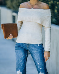 Meren Off The Shoulder Knit Sweater - Cream Ins Street
