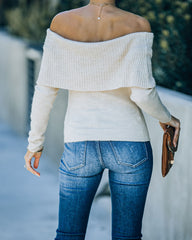 Meren Off The Shoulder Knit Sweater - Cream Ins Street