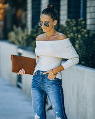 Meren Off The Shoulder Knit Sweater - Cream Ins Street