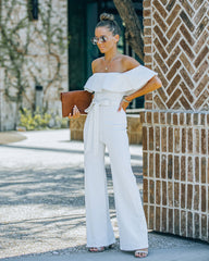 Wilinda Off The Shoulder Denim Jumpsuit - Off White Ins Street
