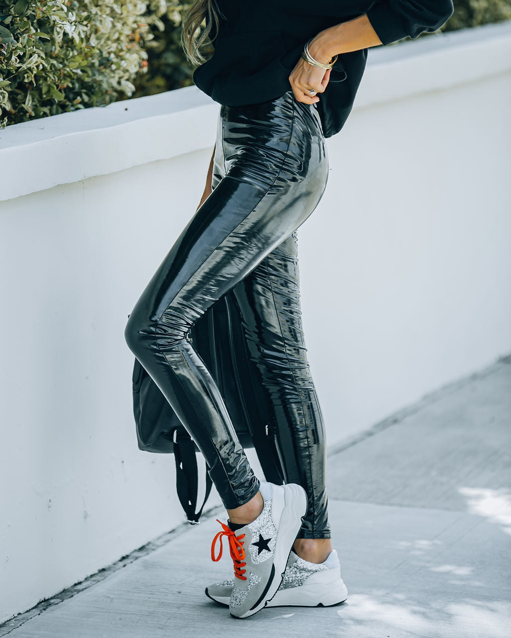 Glossy Faux Leather Legging Ins Street