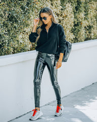 Glossy Faux Leather Legging Ins Street