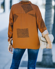 Ellowyn Printed Satin Button Down Blouse - Spice Ins Street