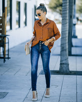 Ellowyn Printed Satin Button Down Blouse - Spice Ins Street