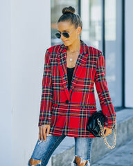 Eve Pocketed Plaid Blazer Ins Street