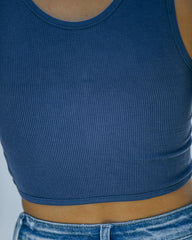 Barre Twist Knit Crop Tank - Midnight Blue - FINAL SALE InsStreet