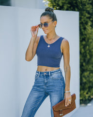 Barre Twist Knit Crop Tank - Midnight Blue - FINAL SALE InsStreet