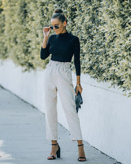 Mason Pocketed Corduroy Paper Bag Pants - Ivory Ins Street