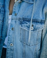 Wells Pocketed Hooded Knit Denim Jacket Ins Street