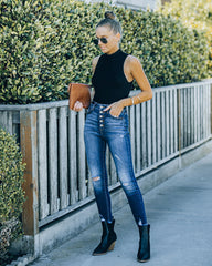 Nyra Sleeveless Mock Neck Knit Top - Black Ins Street