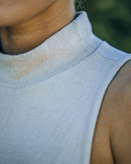 Nyra Sleeveless Mock Neck Knit Top - Beige Ins Street