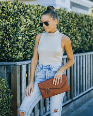 Nyra Sleeveless Mock Neck Knit Top - Beige Ins Street