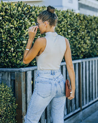 Nyra Sleeveless Mock Neck Knit Top - Beige Ins Street