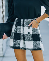 Flavia High Rise Pocketed Plaid Shorts - Black Ins Street