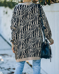 Saddle Up Pocketed Zebra Cardigan Ins Street