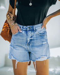 Dollie High Rise Distressed Denim Shorts Ins Street