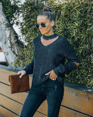 Brantley Cotton Cutout Zip Sweater - Black - FINAL SALE Insstreet