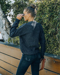 Brantley Cotton Cutout Zip Sweater - Black - FINAL SALE Insstreet