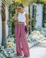 Kuta Floral High Rise Tie Front Pants Ins Street