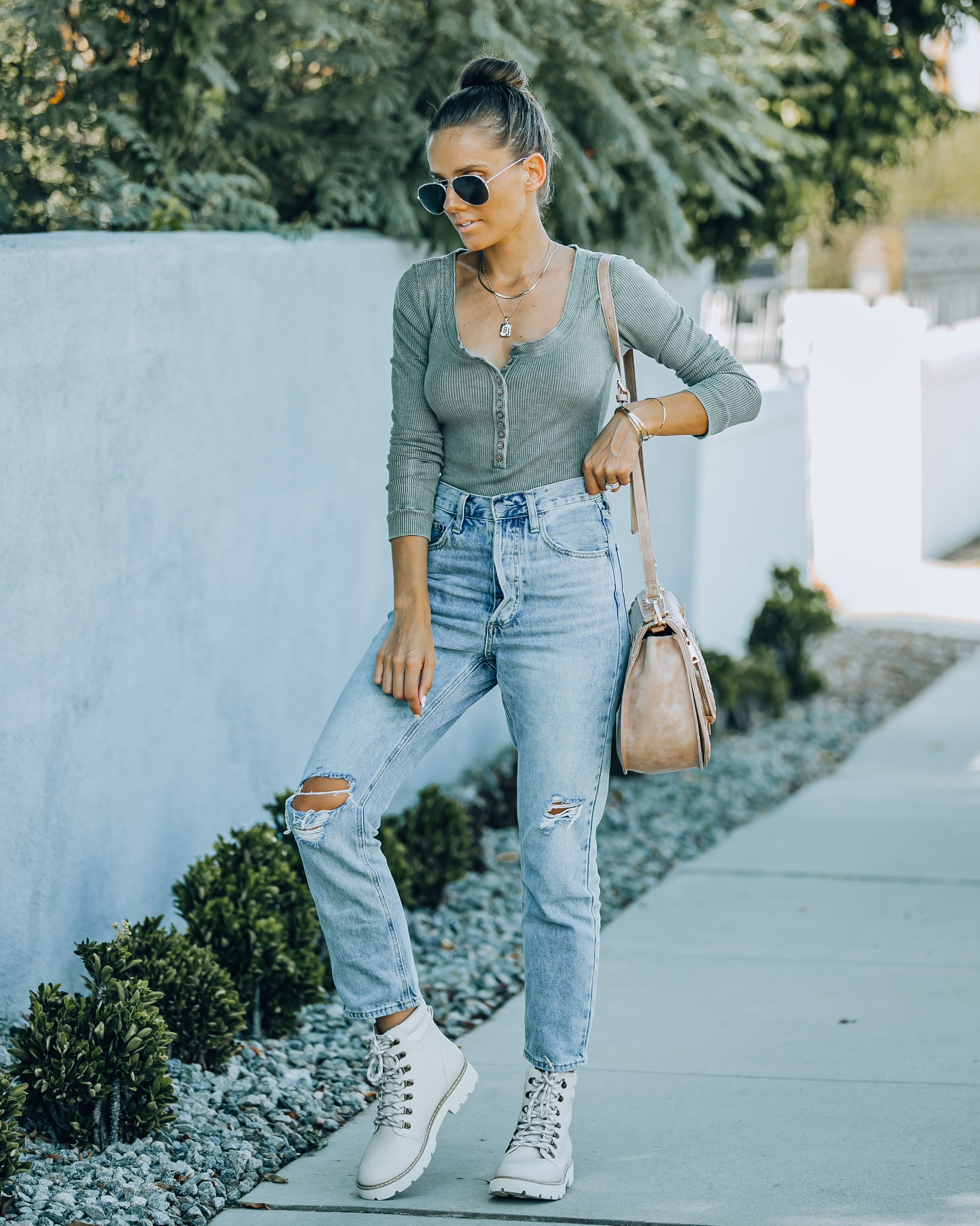 Maxton Thermal Henley Bodysuit - Olive Ins Street