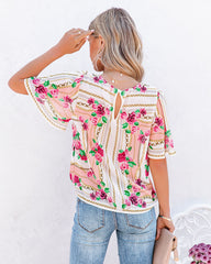 Feel Brand New Floral Short Sleeve Blouse Ins Street