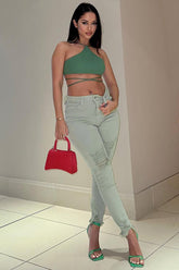 Feel My Vibe Ripped Skinny Jeans - Sage Ins Street