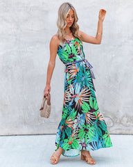 Find Paradise Palm Print Maxi Dress Ins Street