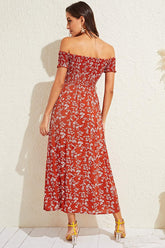 Boho Chic Off Shoulder Floral Dress Ins street