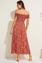 Boho Chic Off Shoulder Floral Dress Ins street