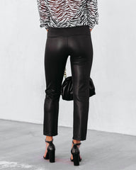 Freedom Faux Leather Slit Front Pants - Black Ins Street