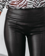 Freedom Faux Leather Slit Front Pants - Black Ins Street