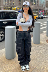 Give Me A Break Cargo Carpenter Jeans Shorter Length - Black Ins Street