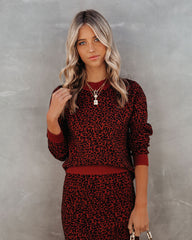Gusto Crop Knit Leopard Sweater - Brick Ins Street