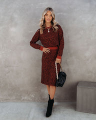 Gusto Crop Knit Leopard Sweater - Brick Ins Street