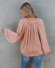 Harrow Satin Split Neck Blouse - Blush - FINAL SALE Ins Street