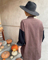 Lisha Cotton Colorblock Corduroy Shacket Ins Street