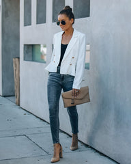 Syracuse Double Breasted Peplum Blazer - White Ins Street