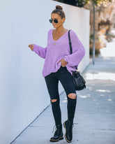 Pinky Promise Cotton Blend Knit Sweater - Lavender Ins Street